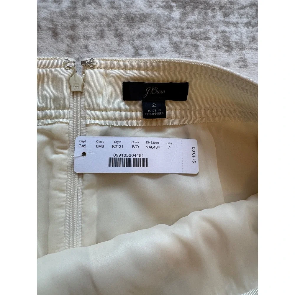 J.Crew Ivory Wool Blend A-Line Mini‎ Skirt K2121 Size 2 New With Tags